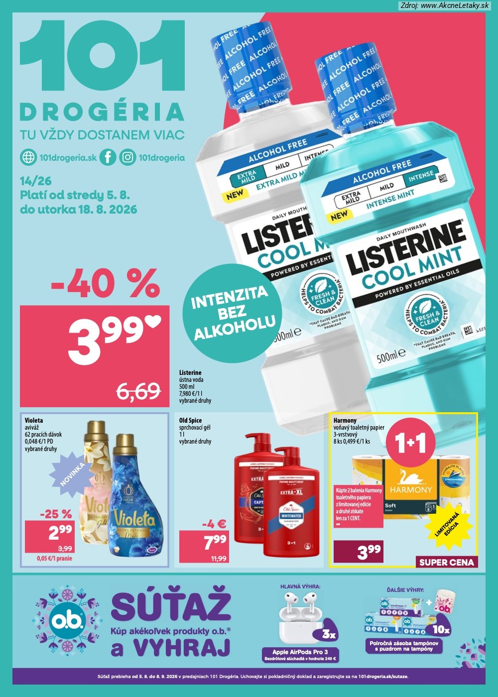 Leták 101 Drogerie (5. 8. - 18. 8. 2026) - strana 1 z 16