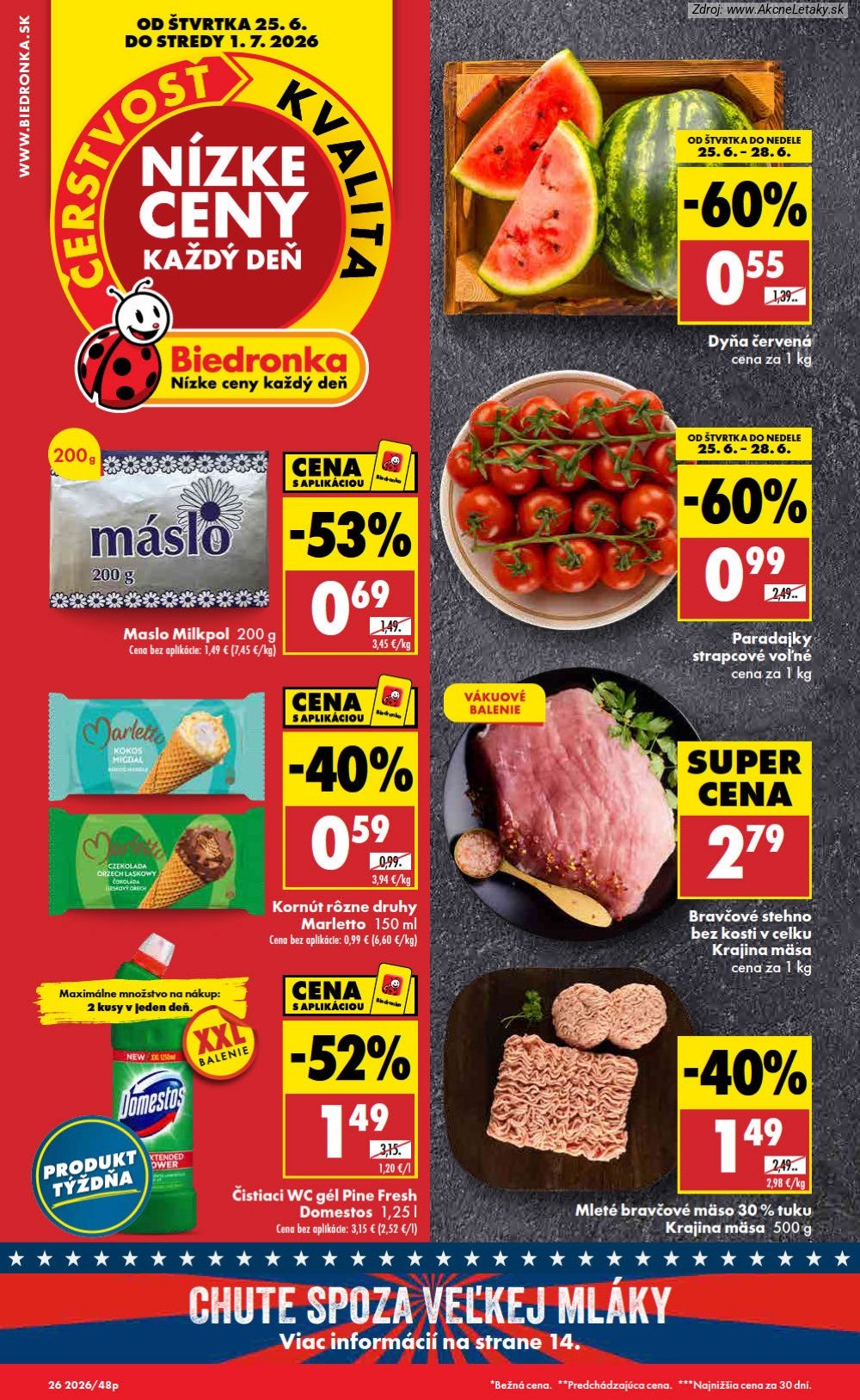 Leták Biedronka (25. 6. - 1. 7. 2026) - strana 1 z 48
