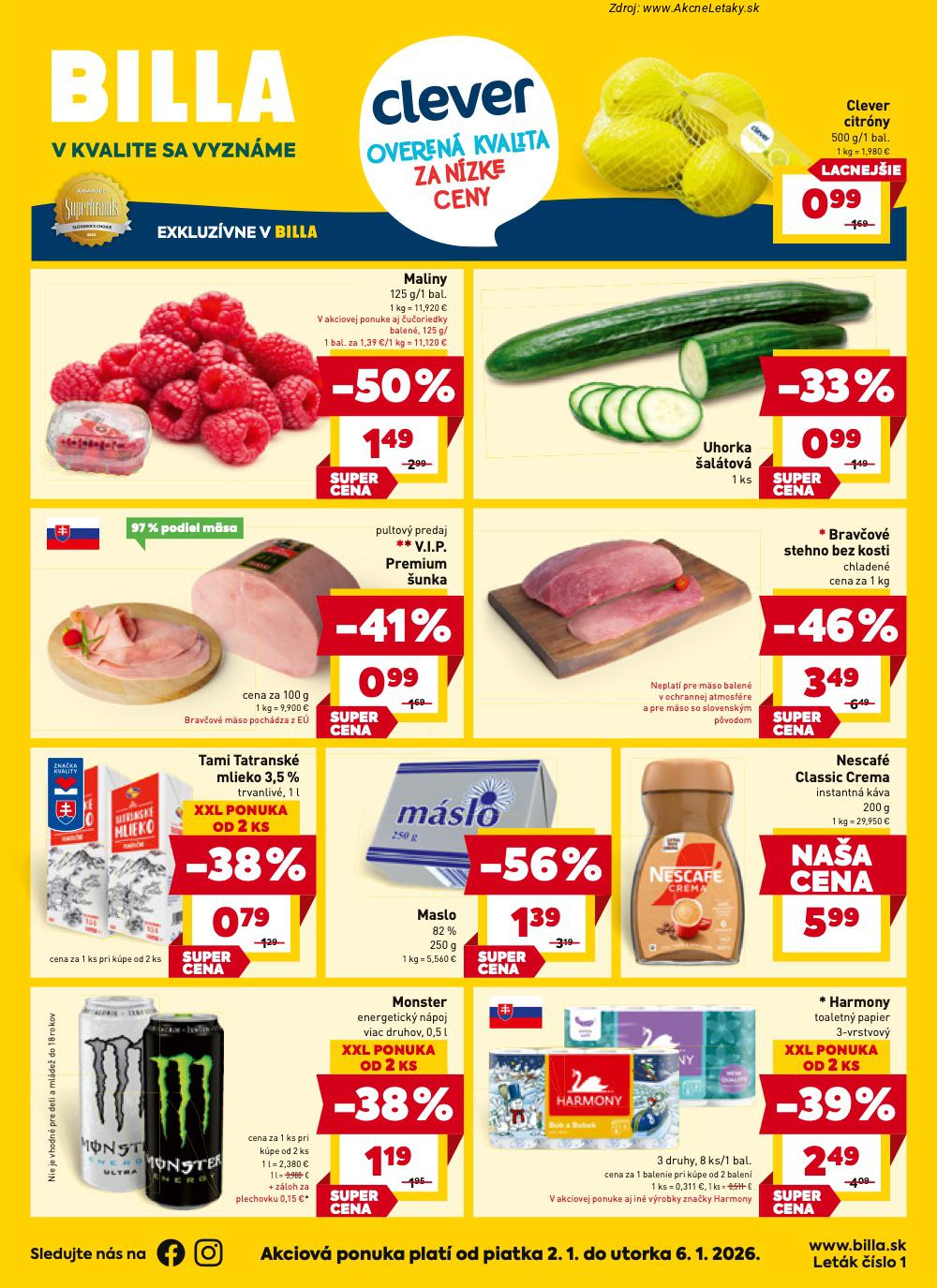 Leták Billa (2. 1. - 6. 1. 2026) - strana 1 z 24