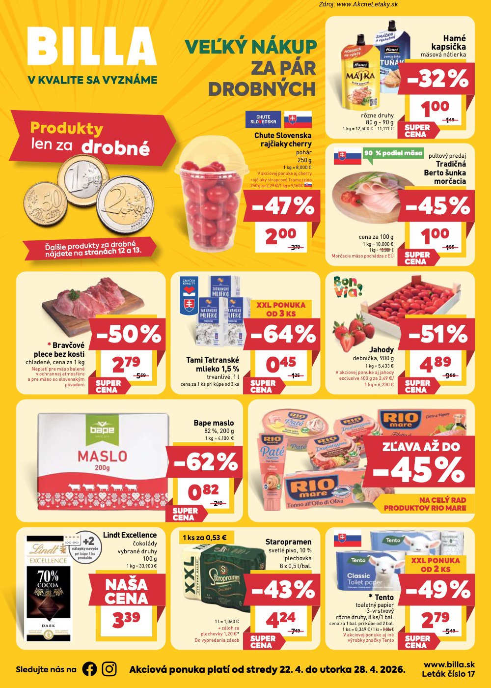 Leták Billa (22. 4. - 28. 4. 2026) - strana 1 z 30