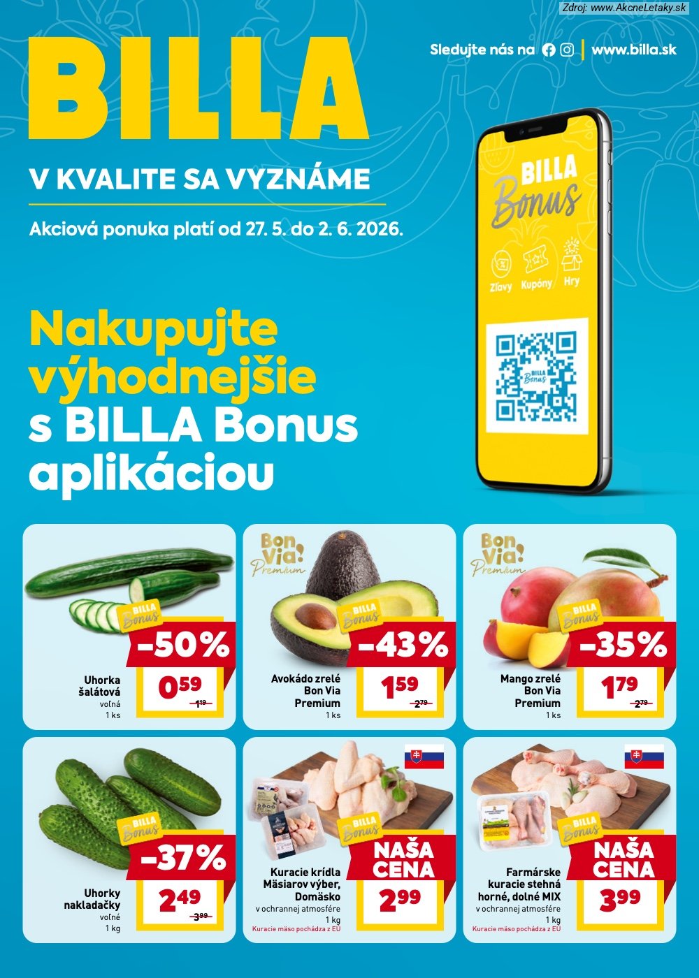 Leták Billa (27. 5. - 2. 6. 2026) - strana 1 z 5