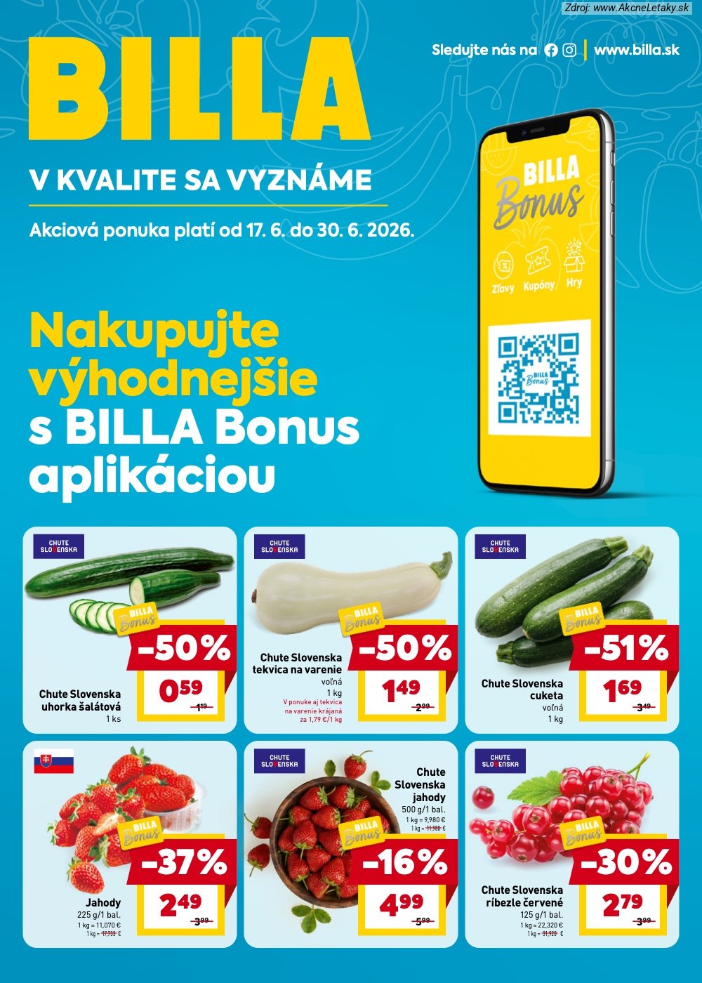 Leták Billa (17. 6. - 30. 6. 2026) - strana 1 z 7