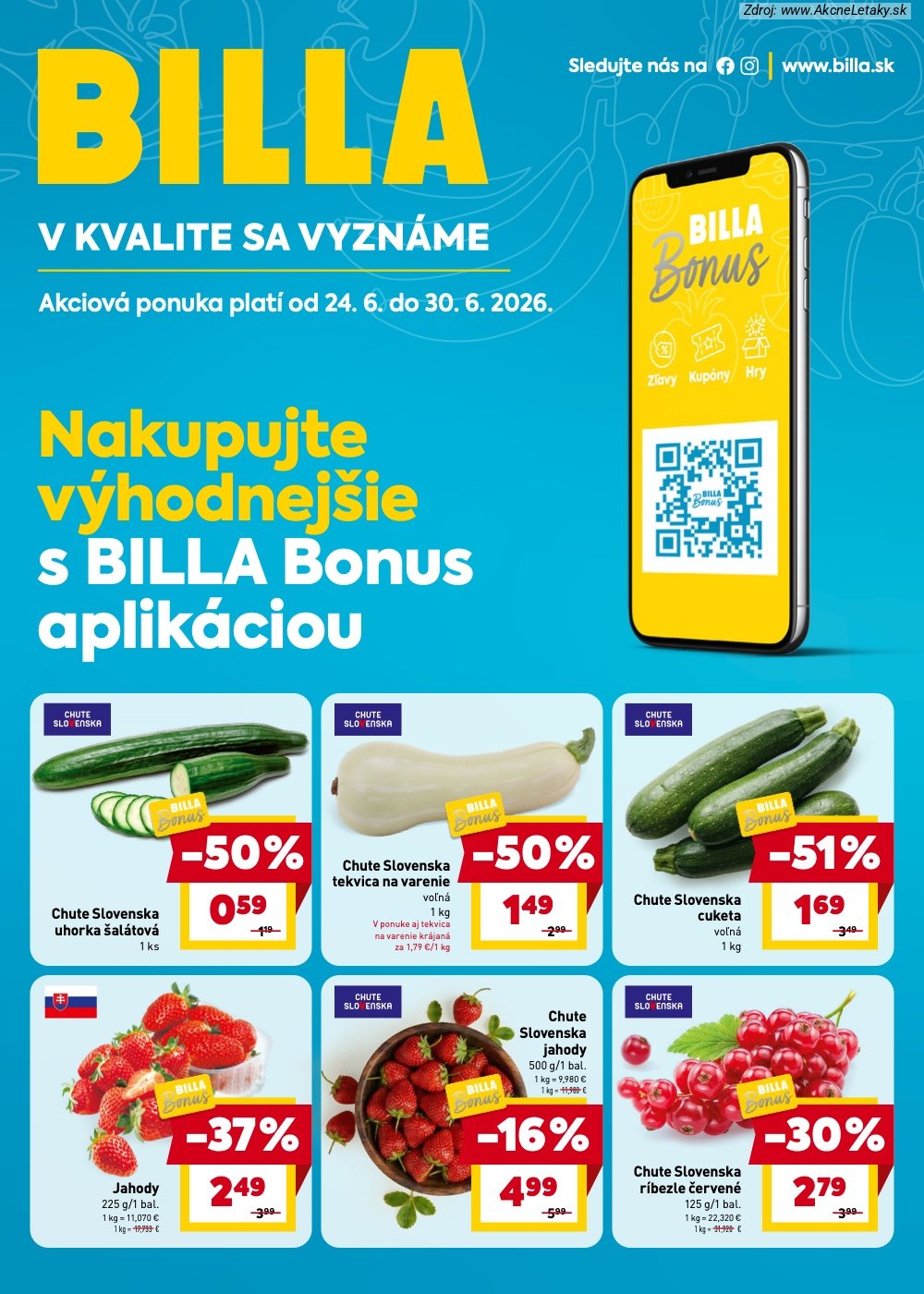 Leták Billa (24. 6. - 30. 6. 2026) - strana 1 z 8