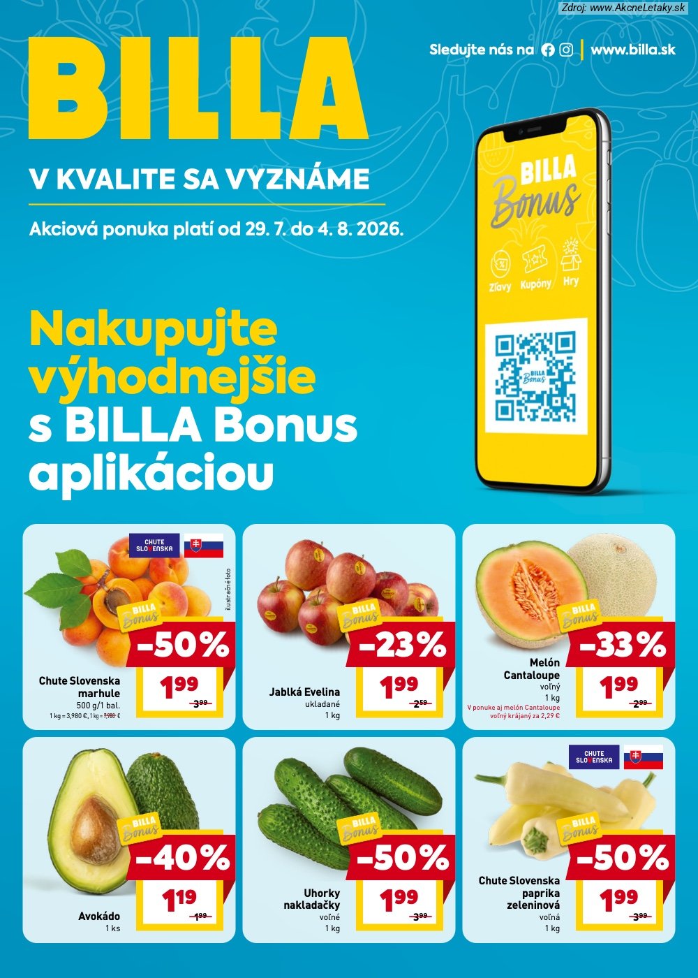 Leták Billa (29. 7. - 4. 8. 2026) - strana 1 z 7