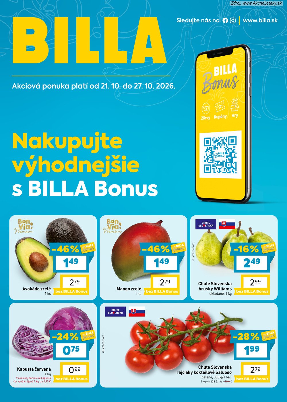 Leták Billa (21. 10. – 27. 10. 2026) - strana 1 z 11