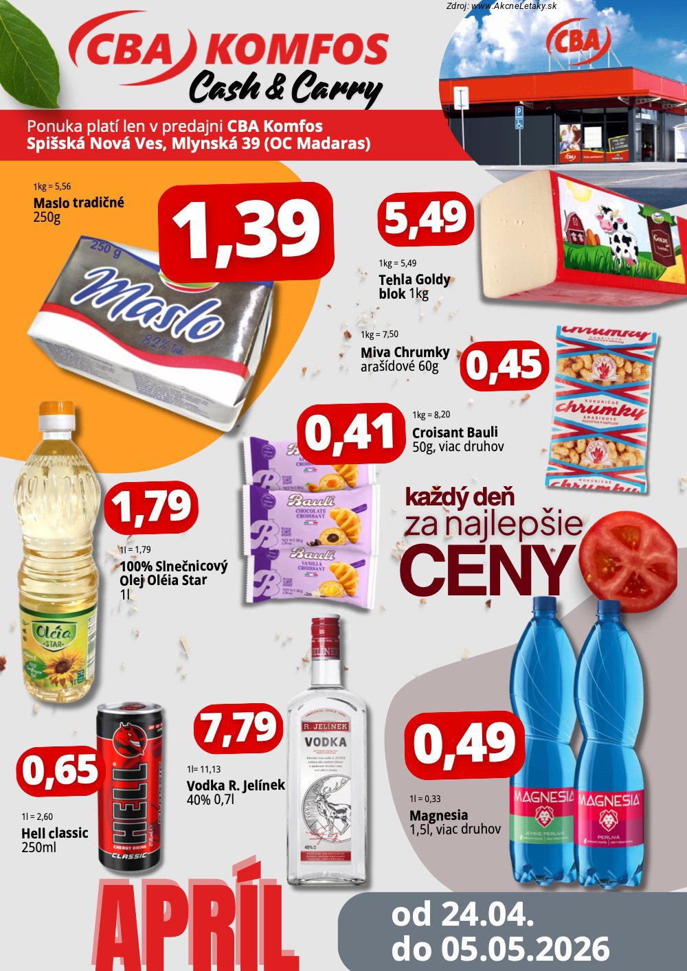 Leták CBA Komfos (24. 4. - 5. 5. 2026) - strana 1 z 4