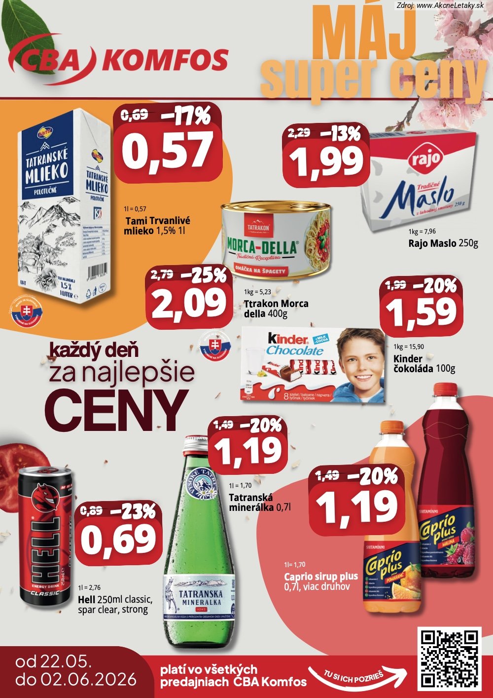 Leták CBA Komfos (22. 5. - 2. 6. 2026) - strana 1 z 2