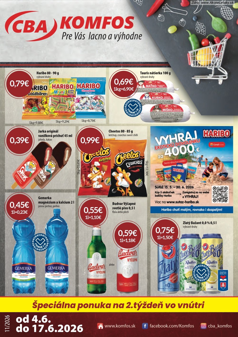 Leták CBA Komfos (4. 6. - 17. 6. 2026) - strana 1 z 24