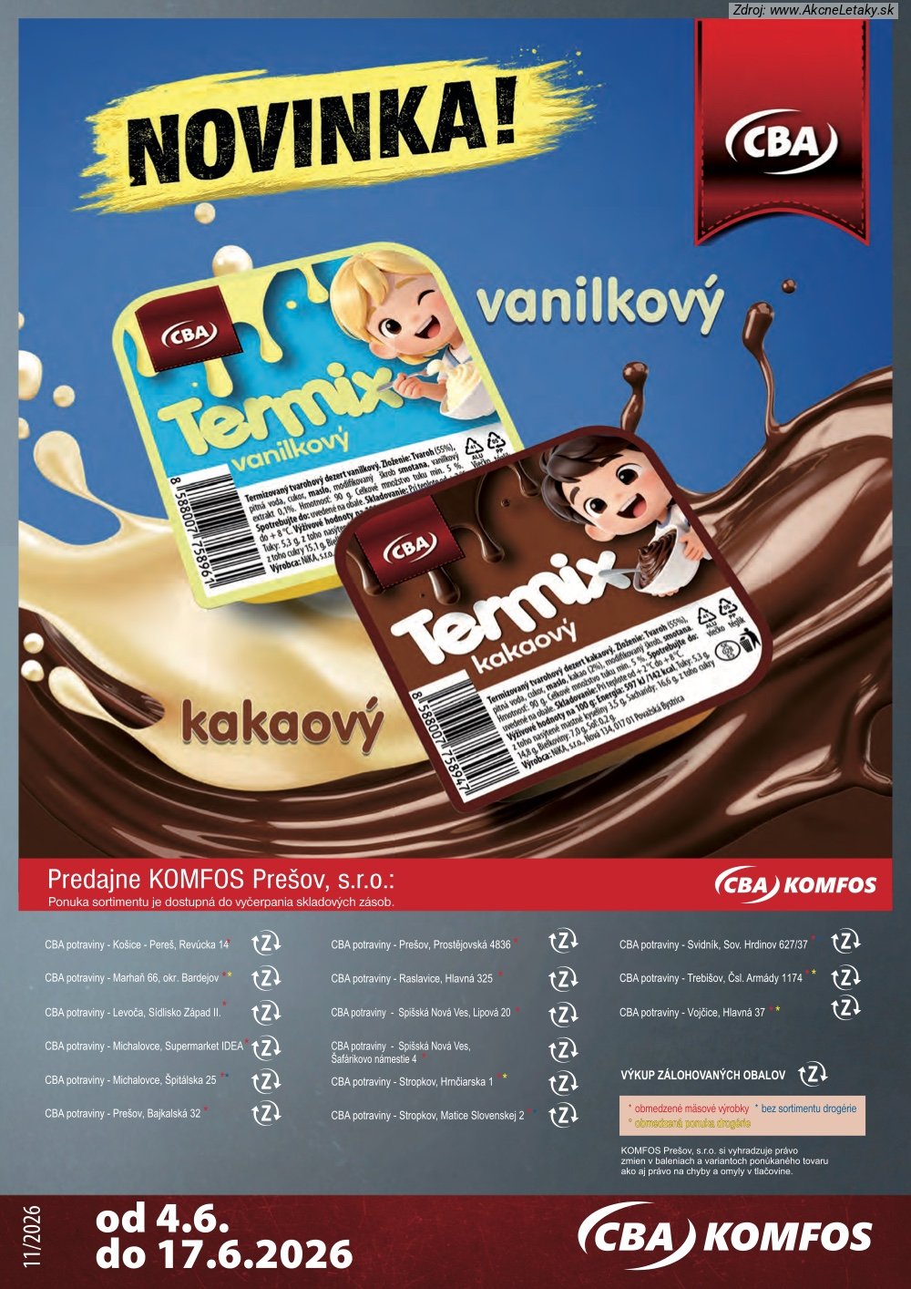 Leták CBA Komfos (4. 6. - 17. 6. 2026) - strana 24 z 24