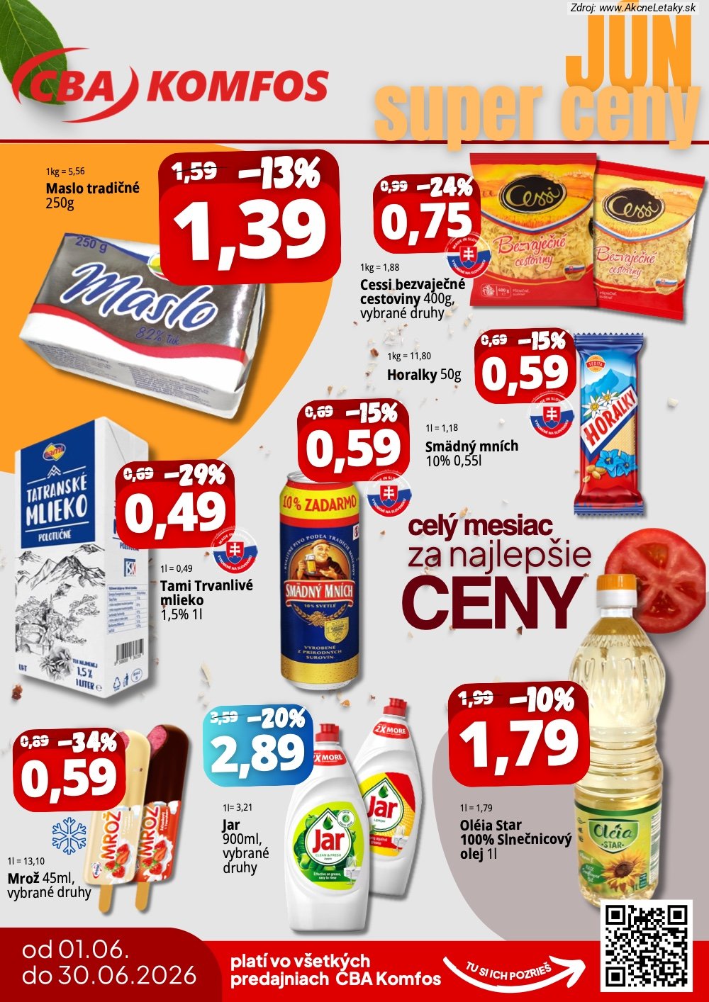Leták CBA Komfos (3. 8. - 31. 8. 2026) - strana 1 z 4