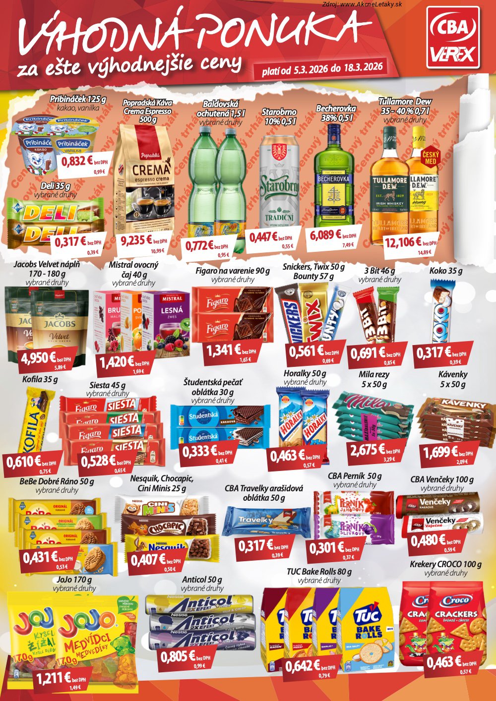 Leták CBA VEREX (5. 3. - 18. 3. 2026) - strana 1 z 3