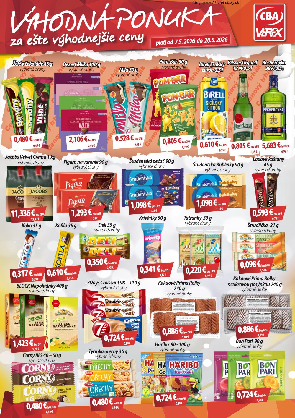 Leták CBA VEREX (7. 5. - 20. 5. 2026) - strana 1 z 3