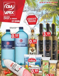 Leták CBA VEREX 16. 7. - 5. 8. 2026 Výhodný nákup - Región Liptov a Orava 7/26