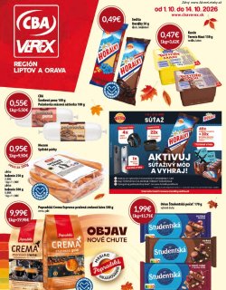 Leták CBA VEREX 1. 10. - 14. 10. 2026 Výhodný nákup - Región Liptov a Orava 10/2026