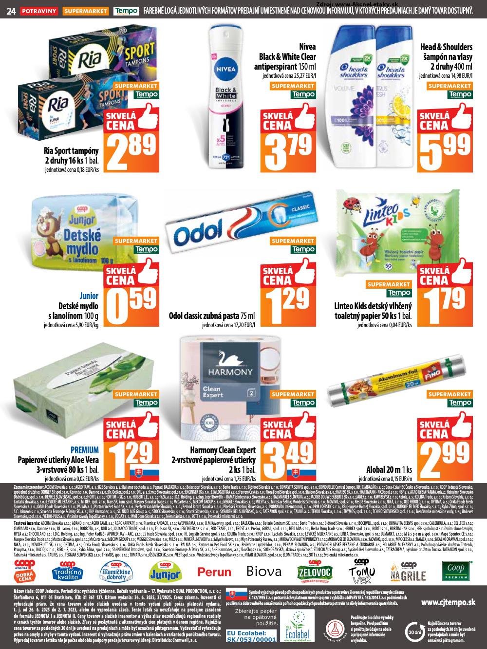 Leták COOP Jednota (26. 6. - 2. 7. 2025) - strana 24 z 28