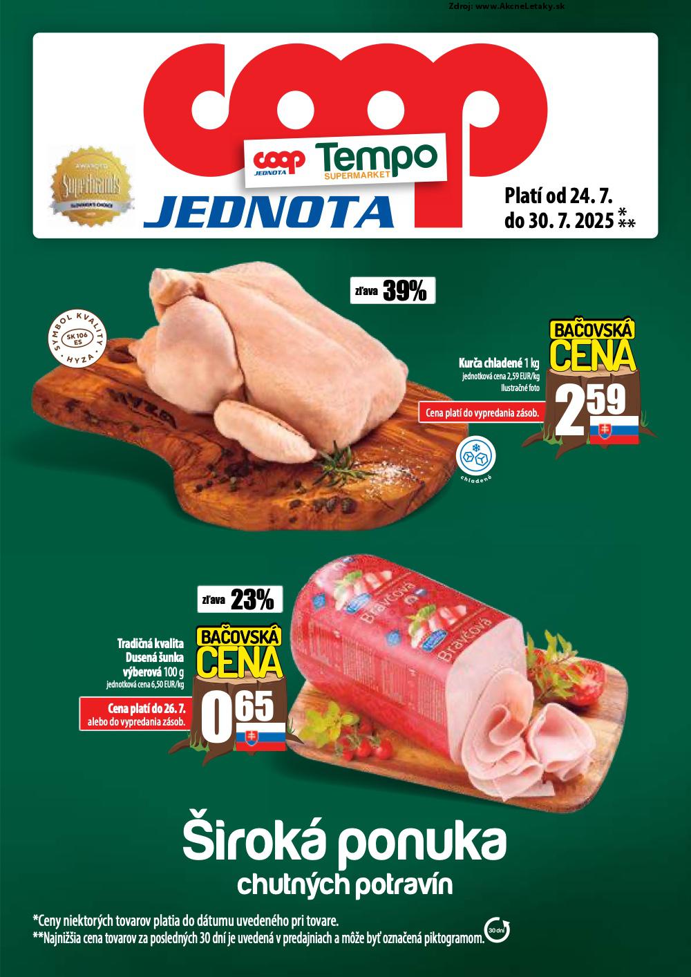 Leták COOP Jednota (24. 7. - 30. 7. 2025) - strana 1 z 60