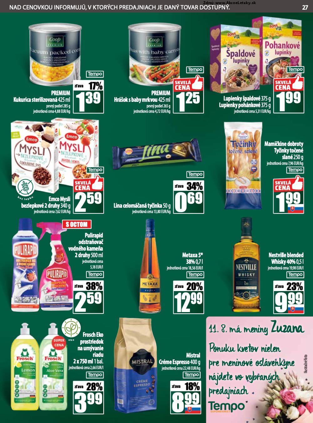 Leták COOP Jednota (7. 8. - 13. 8. 2025) - strana 27 z 28