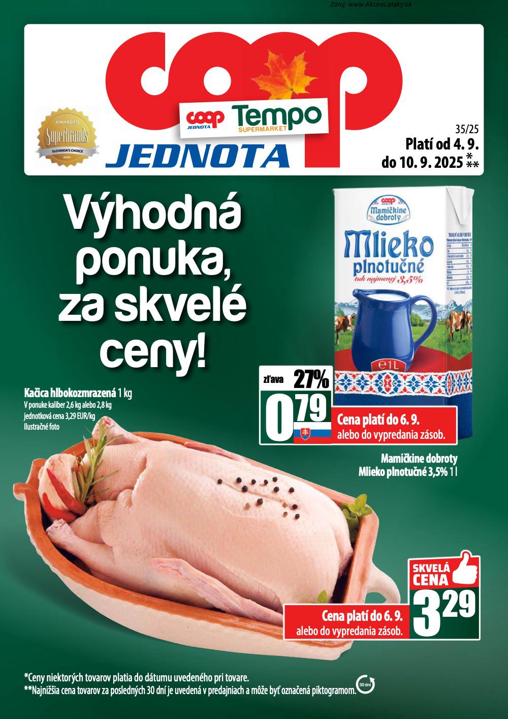 Leták COOP Jednota (4. 9. - 10. 9. 2025) - strana 1 z 64