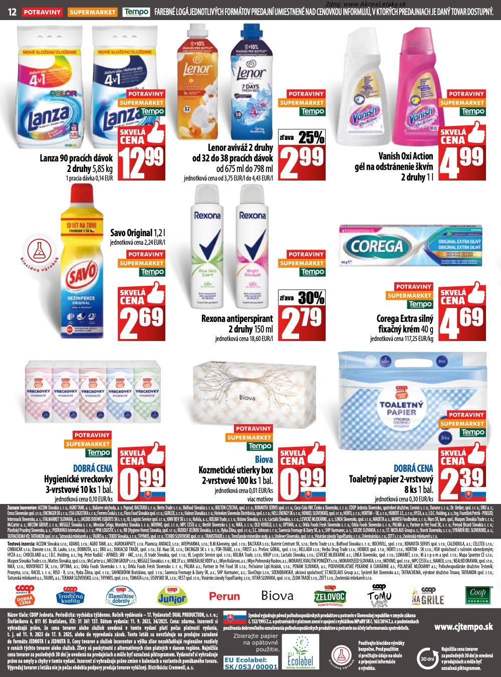 Leták COOP Jednota (11. 9. - 17. 9. 2025) - strana 12 z 28