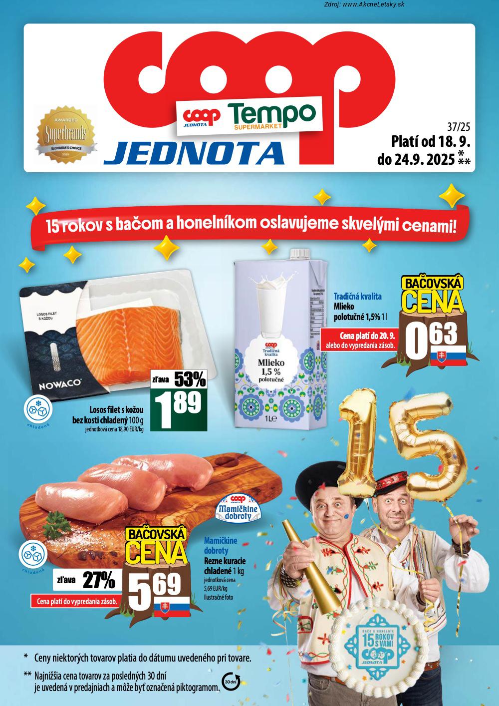 Leták COOP Jednota (18. 9. - 24. 9. 2025) - strana 1 z 60