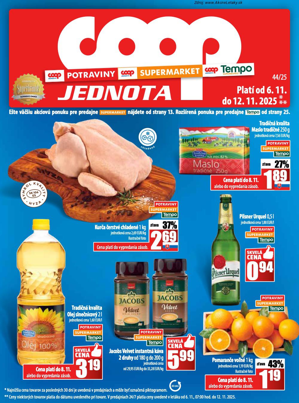 Leták COOP Jednota (6. 11. - 12. 11. 2025) - strana 1 z 28