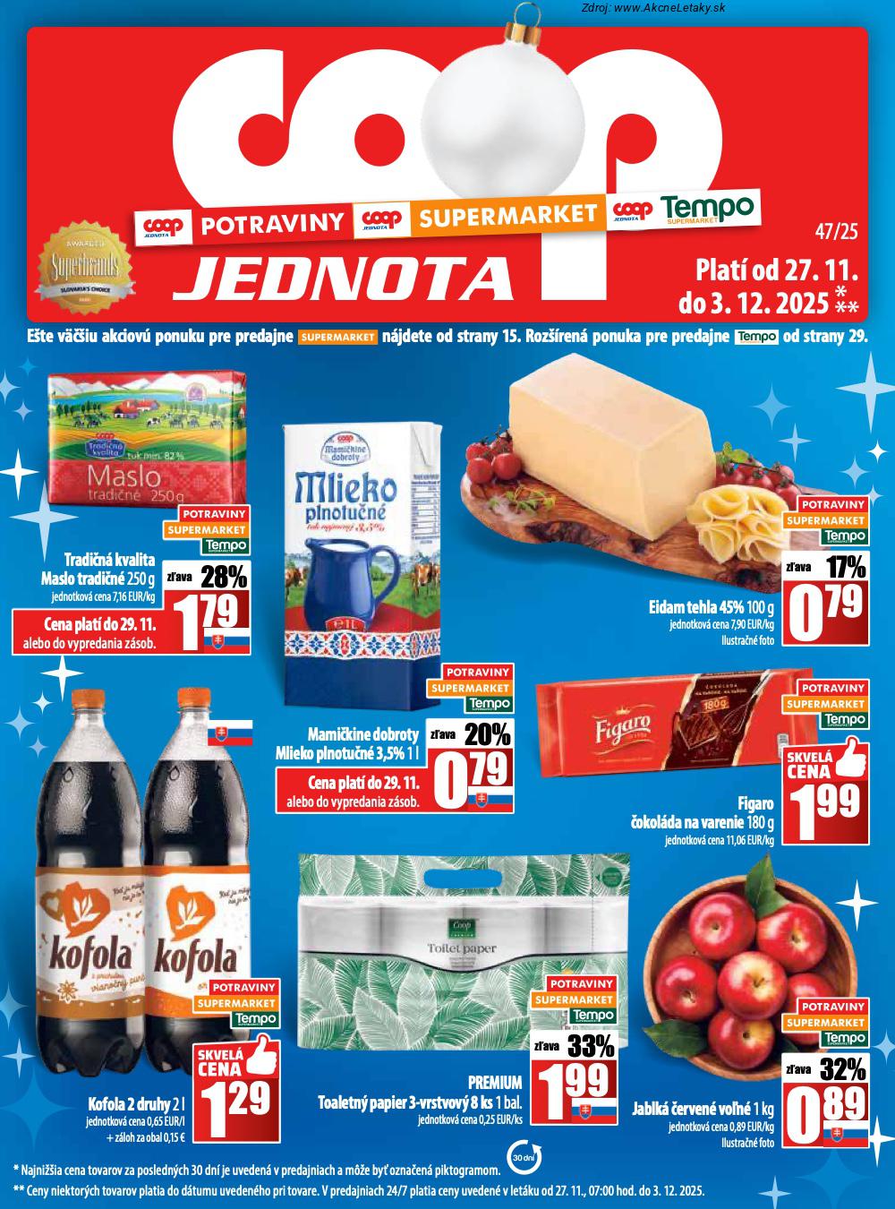 Leták COOP Jednota (27. 11. - 3. 12. 2025) - strana 1 z 32