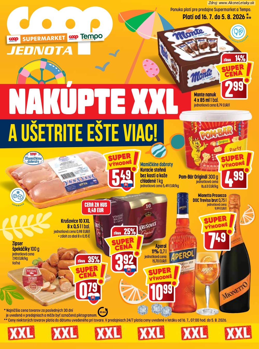 Leták COOP Jednota (16. 7. - 5. 8. 2026) - strana 1 z 8