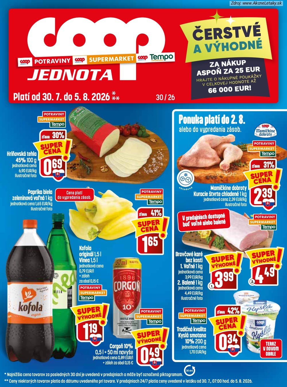 Leták COOP Jednota (30. 7. - 5. 8. 2026) - strana 1 z 28