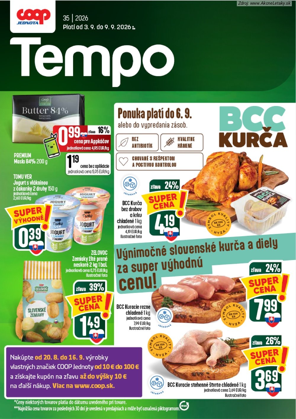 Leták COOP Jednota (3. 9. - 9. 9. 2026) - strana 1 z 60
