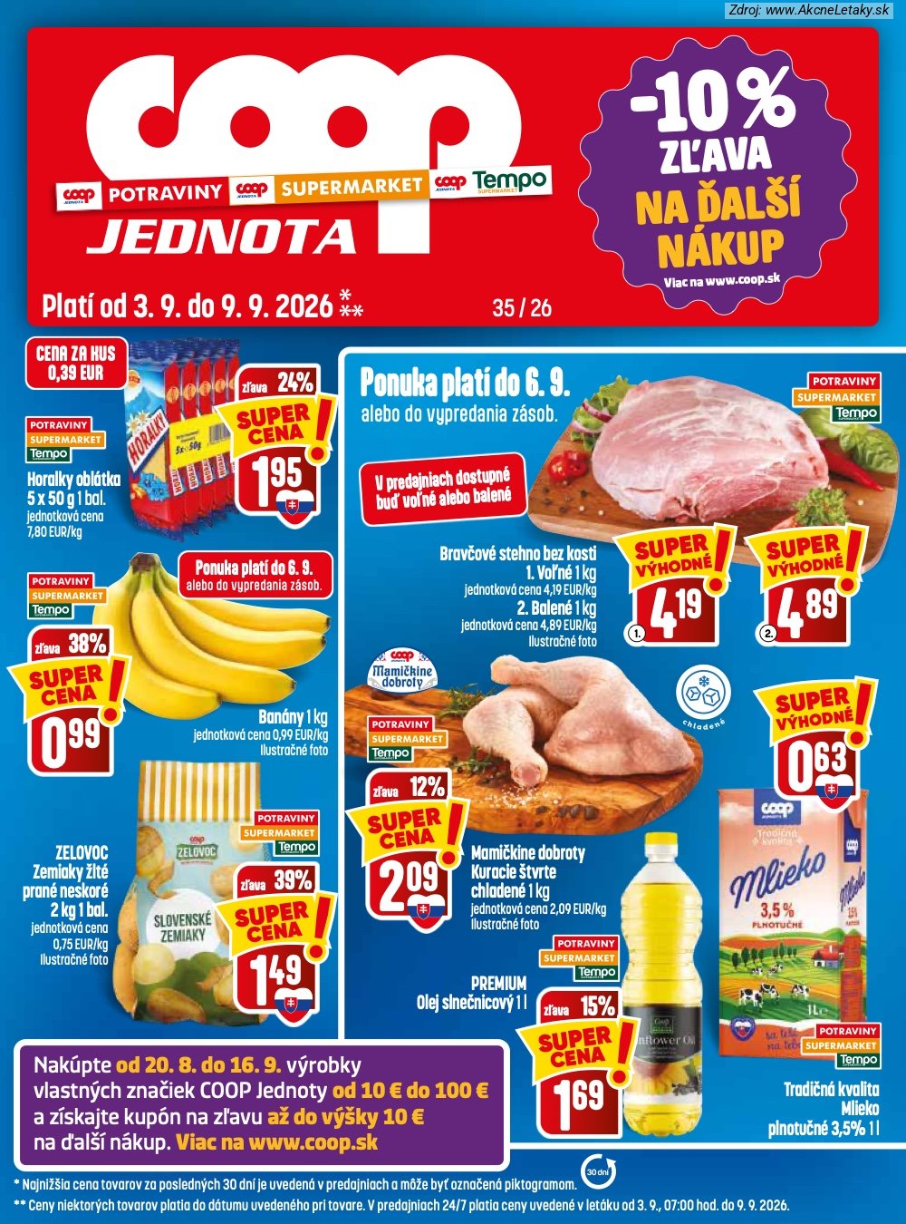 Leták COOP Jednota (3. 9. - 9. 9. 2026) - strana 1 z 32