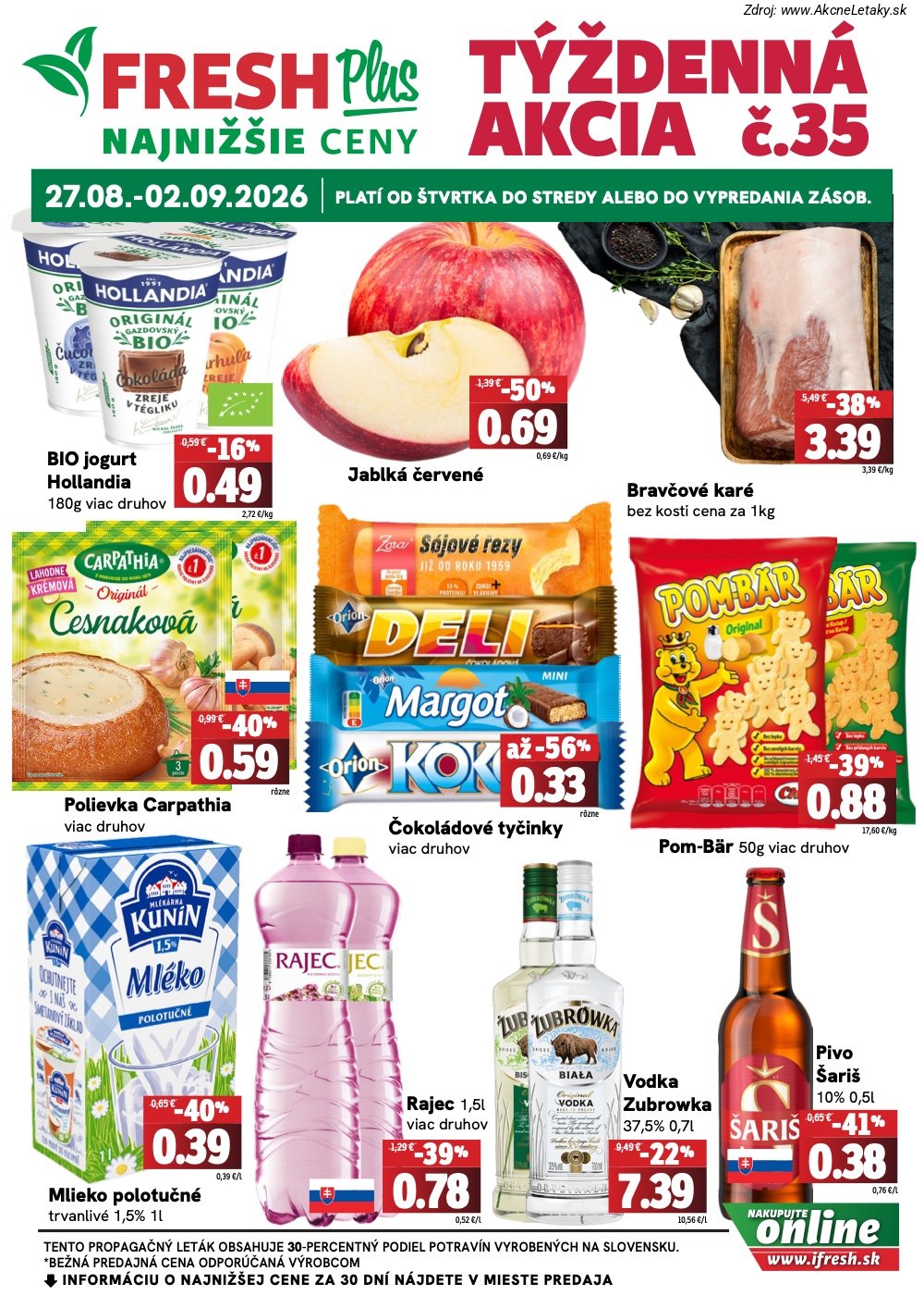 Leták FRESH (27. 8. - 2. 9. 2026) - strana 1 z 4