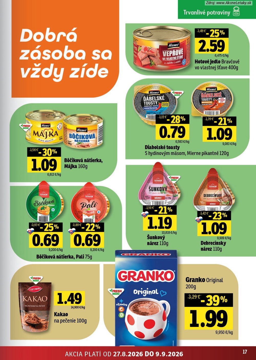 Leták FRESH (27. 8. - 9. 9. 2026) - strana 17 z 50