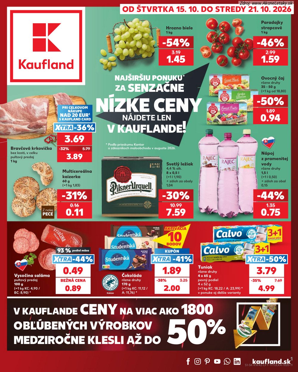 Leták Kaufland (15. 10. - 21. 10. 2026) - strana 1 z 84