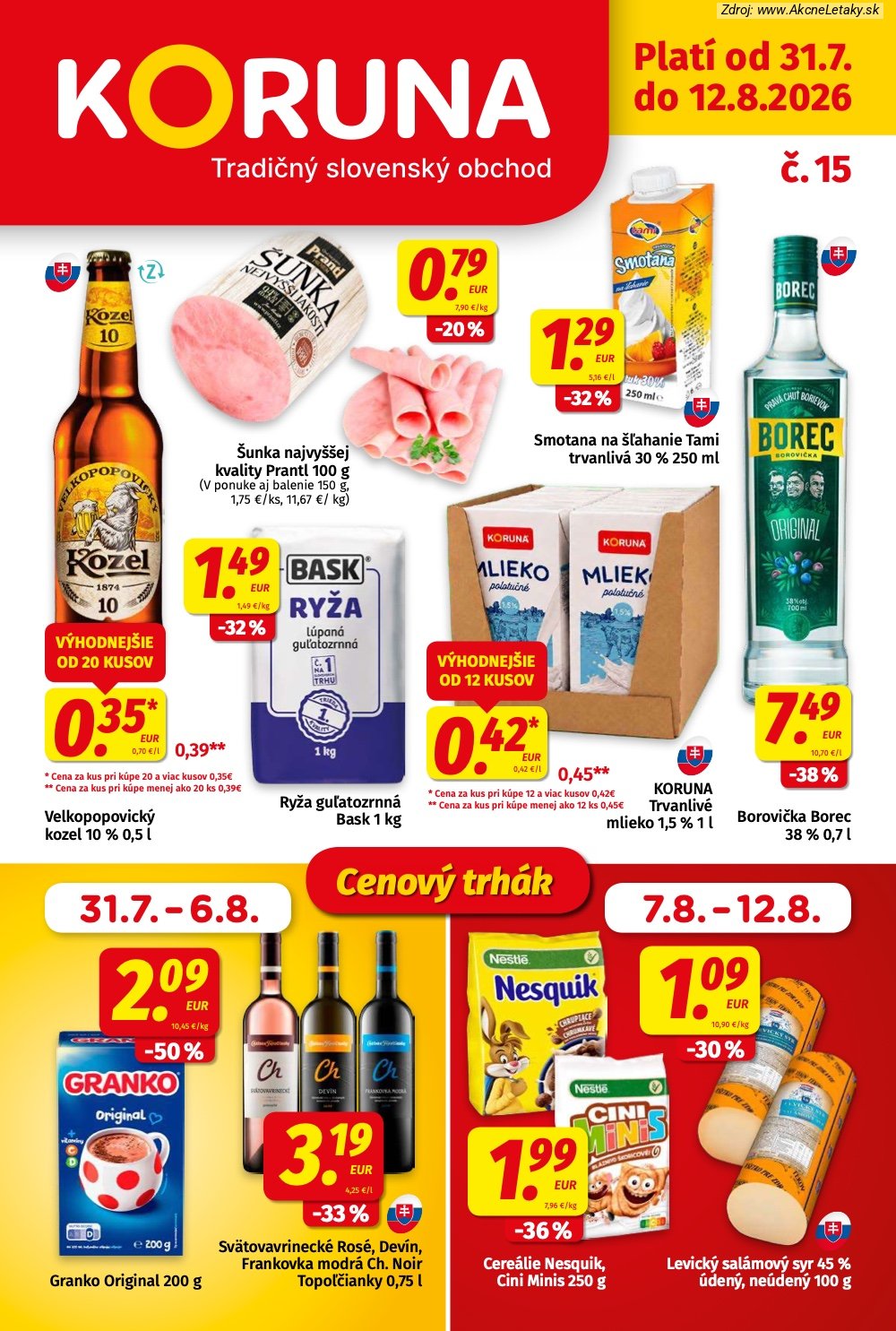 Leták KORUNA (31. 7. - 12. 8. 2026) - strana 1 z 24