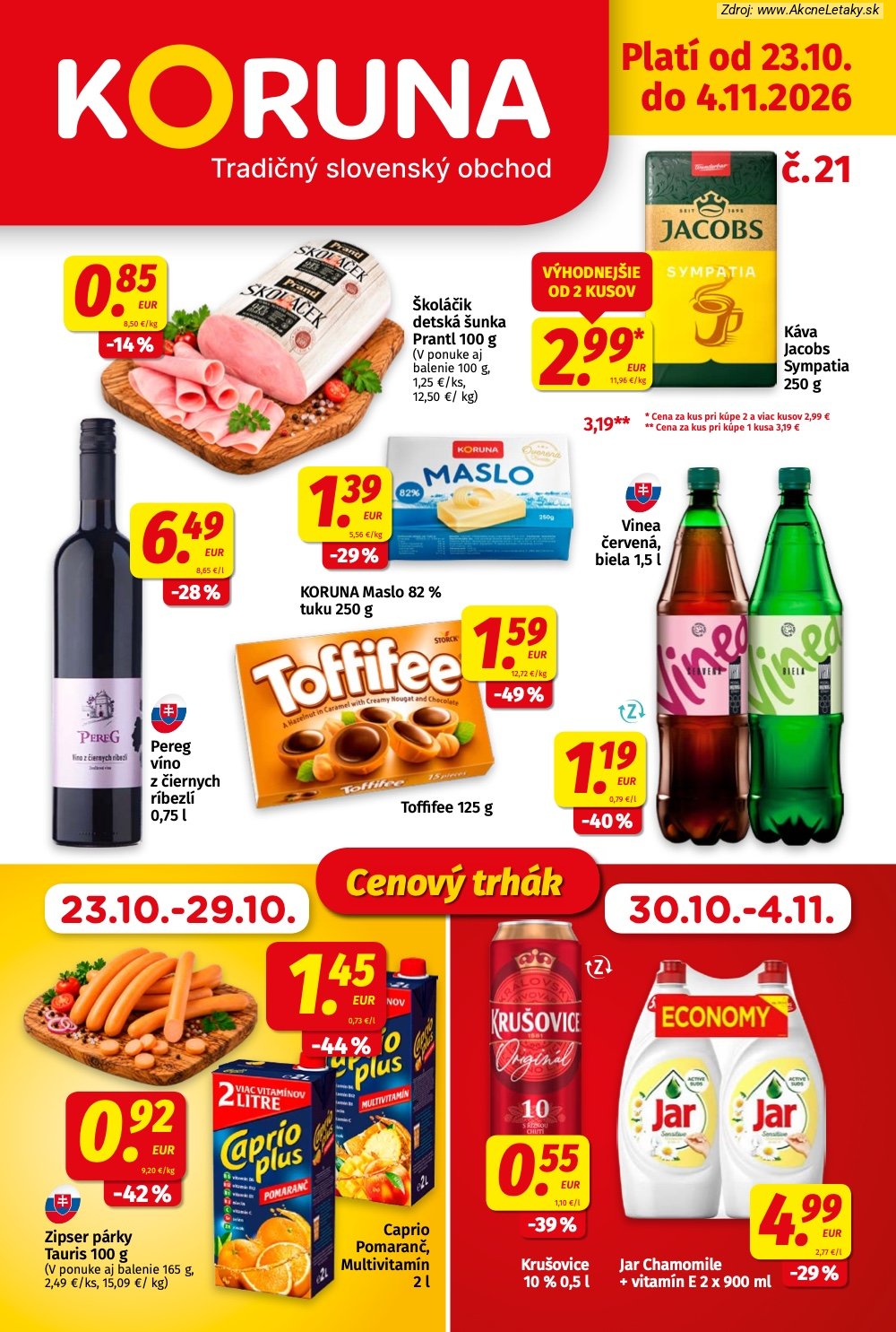 Leták KORUNA (23. 10. - 4. 11. 2026) - strana 1 z 24
