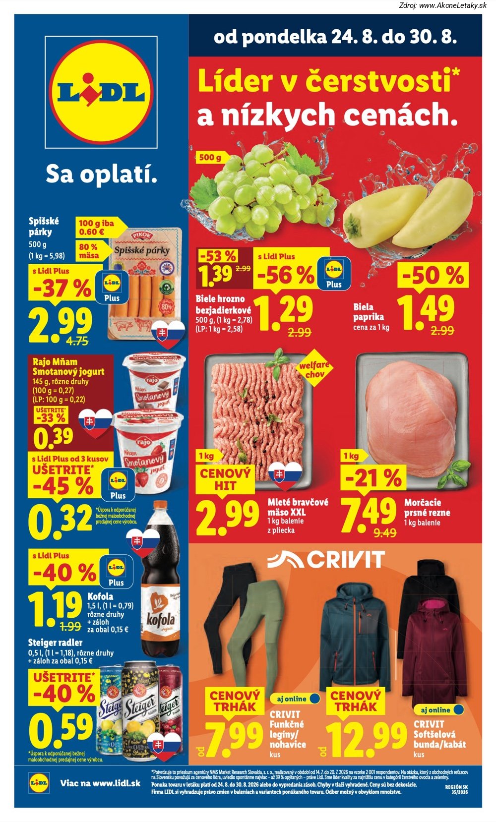 Leták Lidl (24. 8. - 30. 8. 2026) - strana 1 z 99
