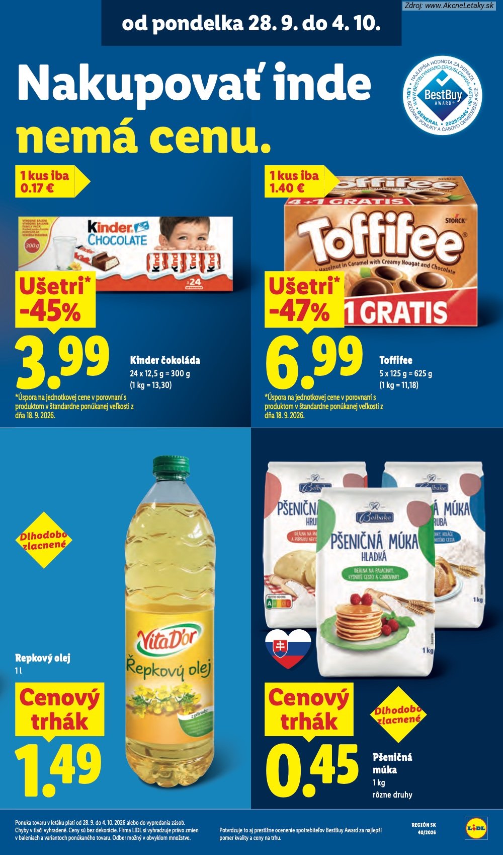 Strana 1 - leták Lidl (28. 9. - 4. 10. 2026)