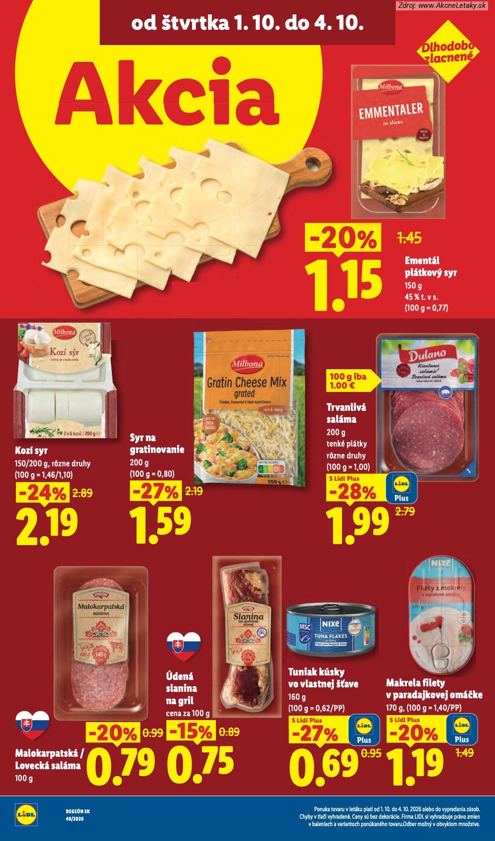 Strana 1 - leták Lidl (1. 10. - 4. 10. 2026)
