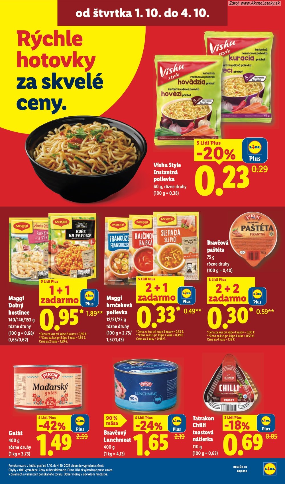 Strana 1 - leták Lidl (1. 10. - 4. 10. 2026)