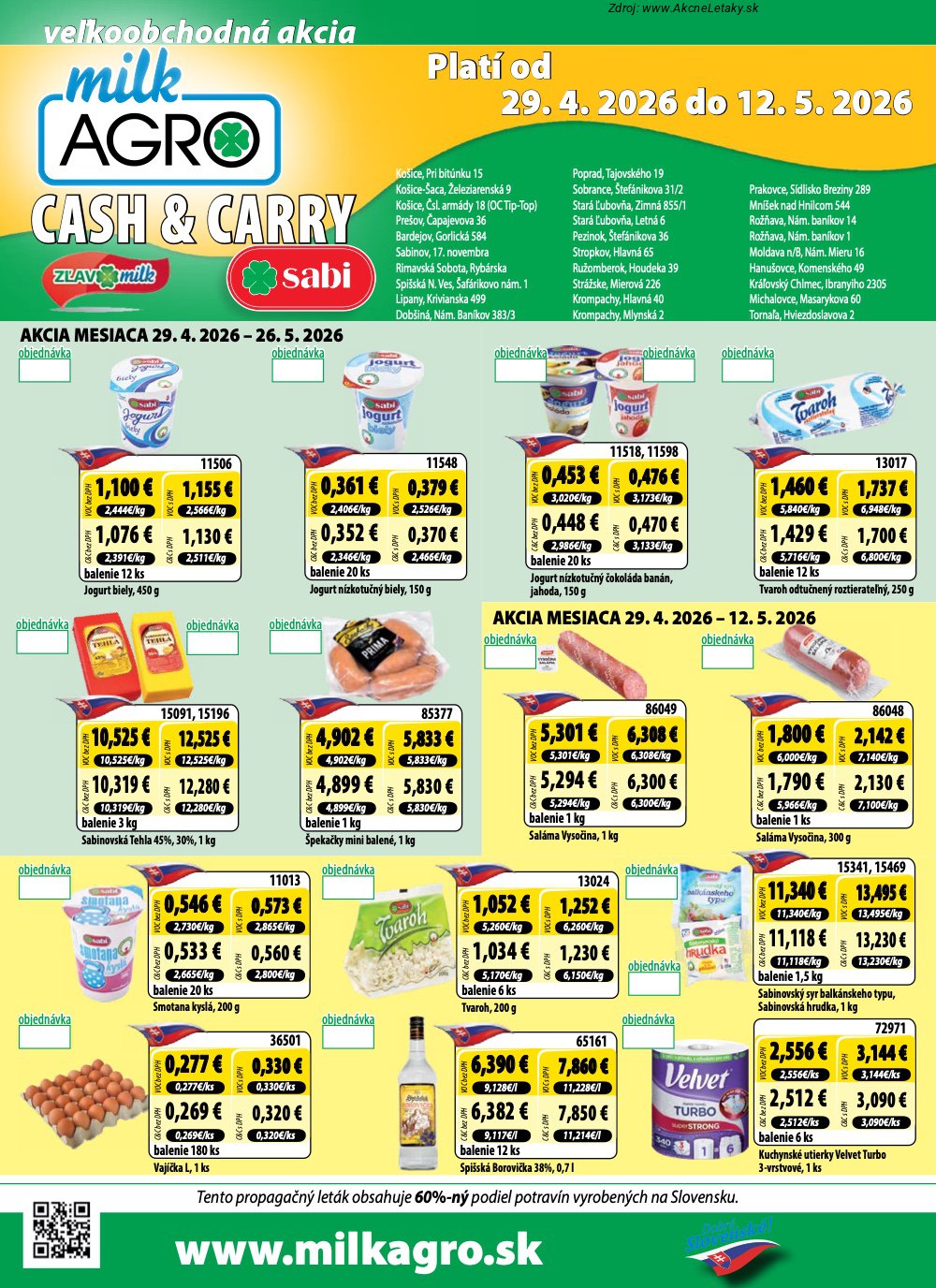 Leták Milk-Agro (29. 4. - 12. 5. 2026) - strana 1 z 8
