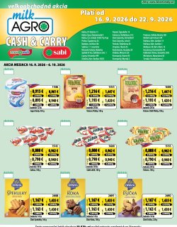 Leták Milk-Agro 16. 9. - 22. 9. 2026 Cash and Carry