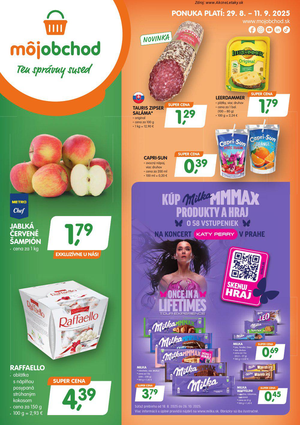 Leták Môj obchod (29. 8. - 11. 9. 2025) - strana 1 z 4