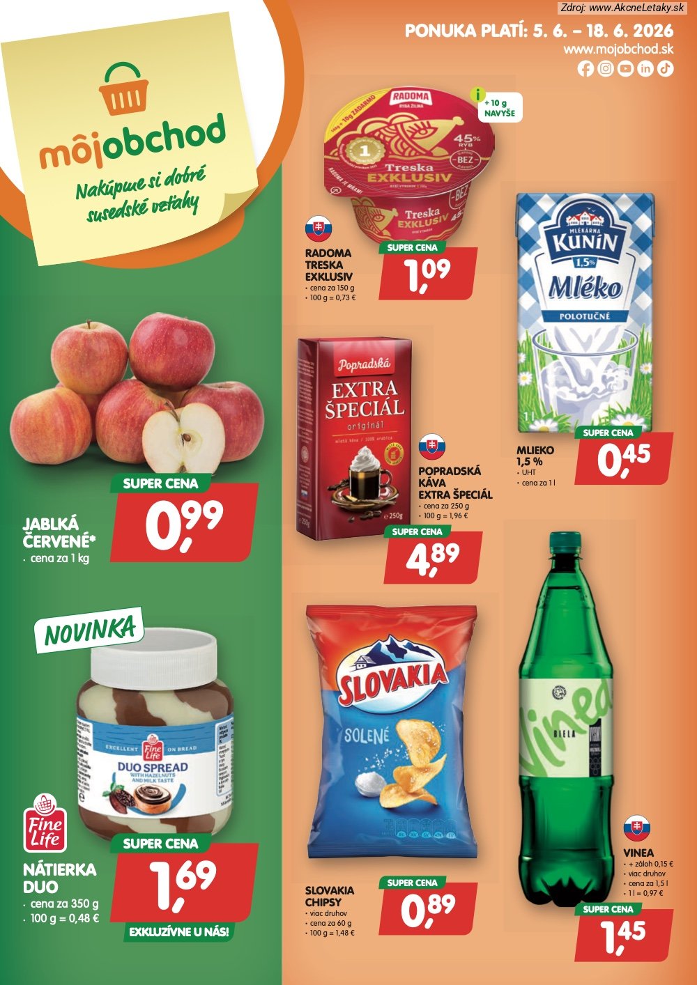 Leták Môj obchod (5. 6. - 18. 6. 2026) - strana 1 z 6