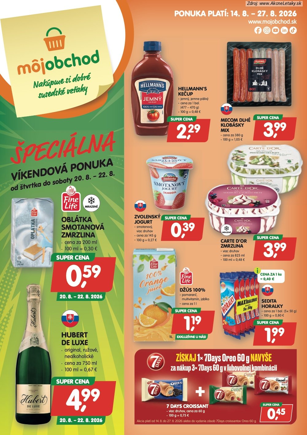 Leták Môj obchod (14. 8. - 27. 8. 2026) - strana 1 z 4