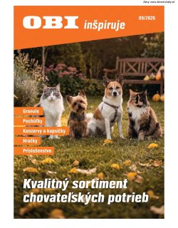 Leták OBI 15. 9. - 14. 10. 2026 Kvalitny sortiment chovatelských potrieb