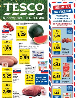 Leták Tesco 3. 6. - 9. 6. 2026 Supermarkety