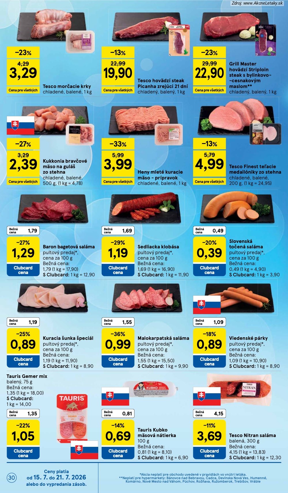 Leták Tesco (15. 7. - 21. 7. 2026) - strana 30 z 52
