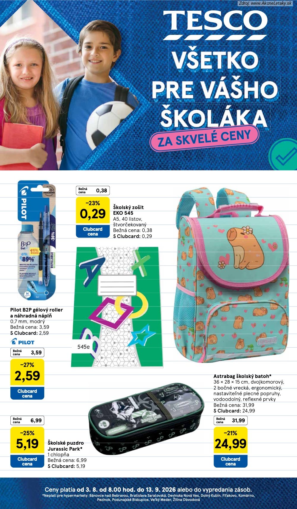 Leták Tesco (3. 8. - 13. 9. 2026) - strana 1 z 22