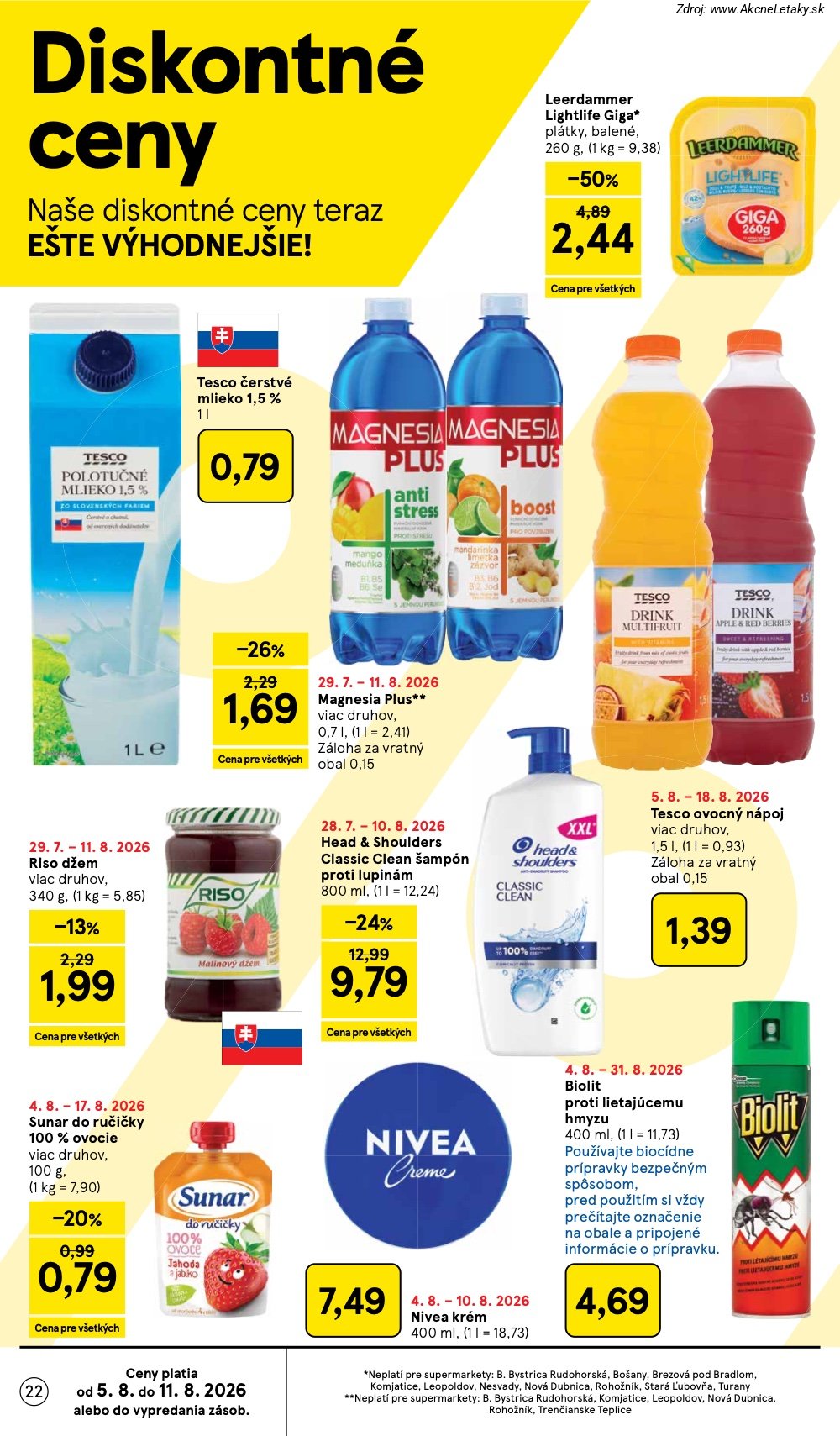 Leták Tesco (5. 8. - 11. 8. 2026) - strana 22 z 29