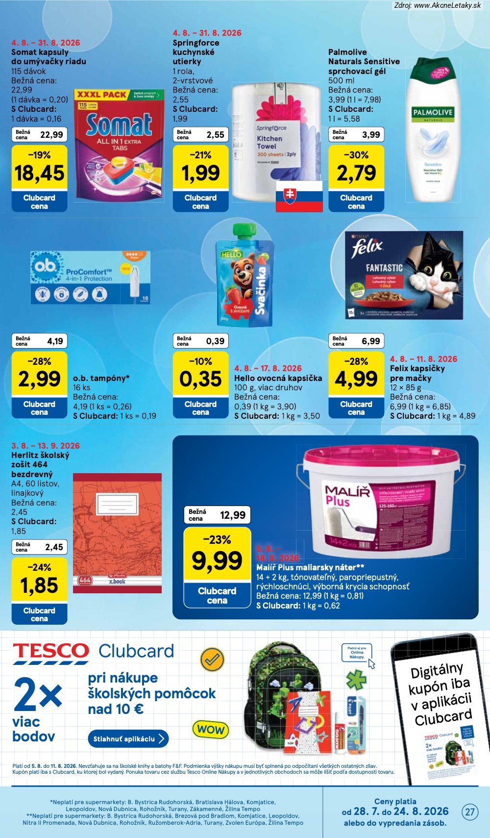 Leták Tesco (5. 8. - 11. 8. 2026) - strana 27 z 29